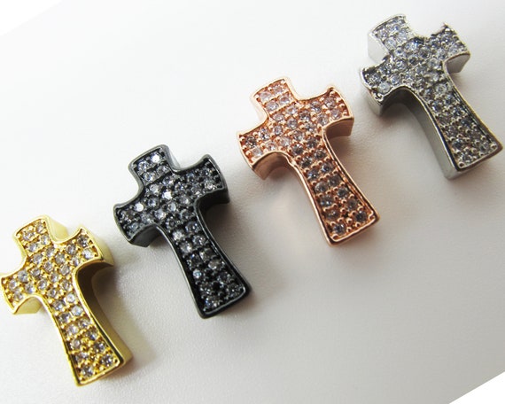 10pcs Paved Micro CZ Cross Charms for Jewelry Making 