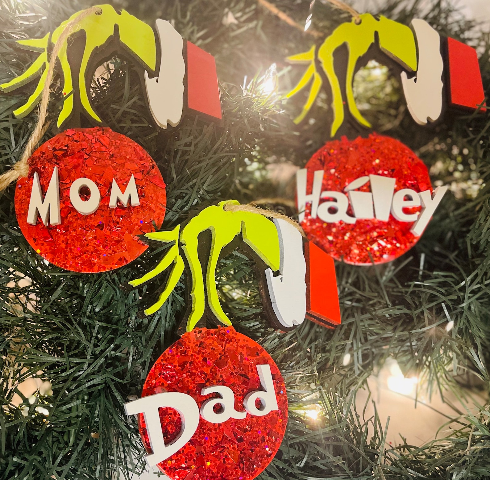 Grinch Hands Ornament Grinch Ornament Personalized Grinch Etsy