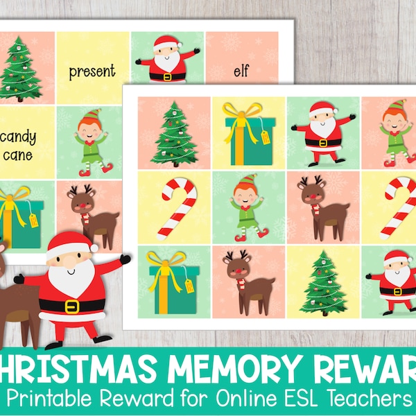 VIPKID Christmas Reward | Christmas Memory Game Reward System for Online ESL | Printable ESL Props for Palfish, DadaABC