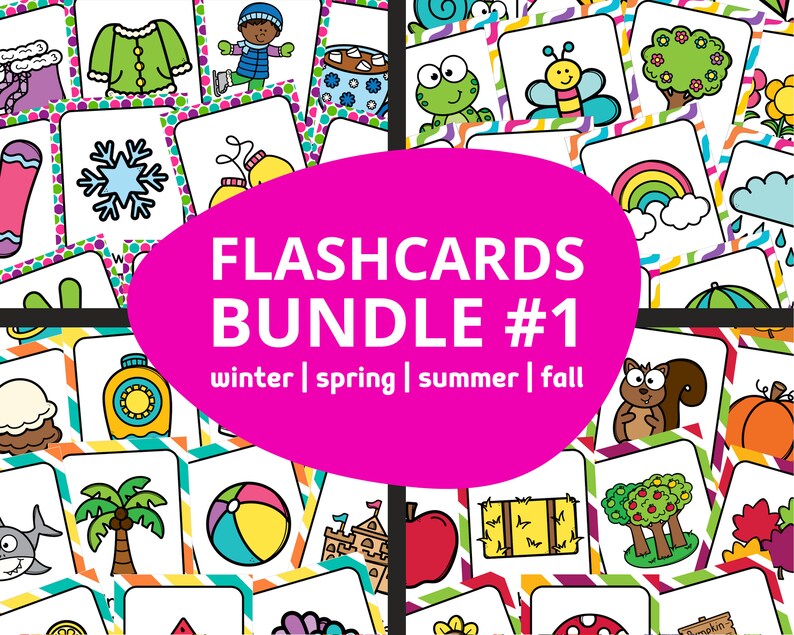 ESL Beginner Flashcards for Kids Four Seasons Flashcards Etsy Canada