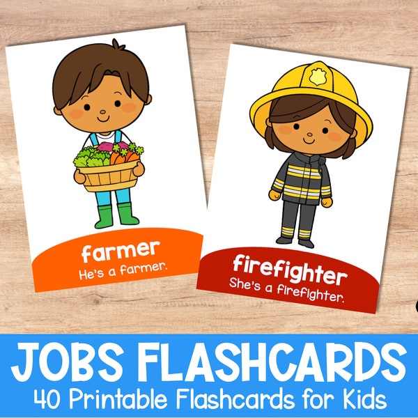 Jobs Flashcards for Kids // Printable Occupations Flashcards Great for Toddlers, Kindergarten, Preschool and Online English (ESL) Classes
