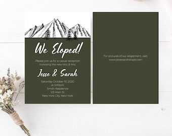 Elopement Reception Invitation Template, Elopement Party Invitation, Wedding Reception Invitation, We Got Married, We Eloped Invite