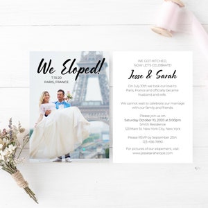 Elopement Announcement Template  — Reception Invitation — We Eloped Card — Printable Elopement Card — Photo Elopement Announcement