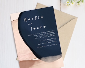 Watercolor Wedding Invitation Template, Modern Wedding Invitation, Abstract Invite, Printable and Editable Download