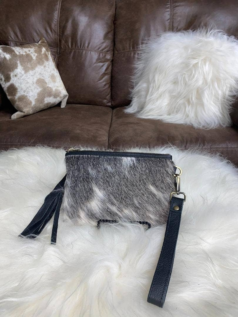 Southwest Hair on Cowhide Bag handbagwristlet grey Medium Western