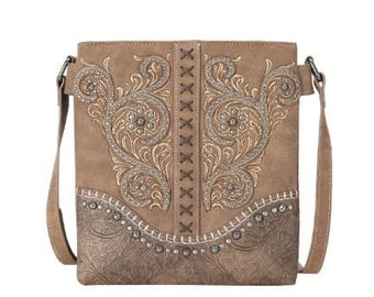 Embroidered Concealed Carry Crossbody Bag-Montana West Floral Embossed Shoulder Bag-Concealed Carry Purse-Tote-Various Colors