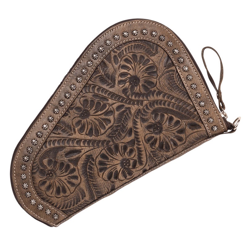 Leather Gun Case Covertooled Leather Pistol Casefirearm Etsy