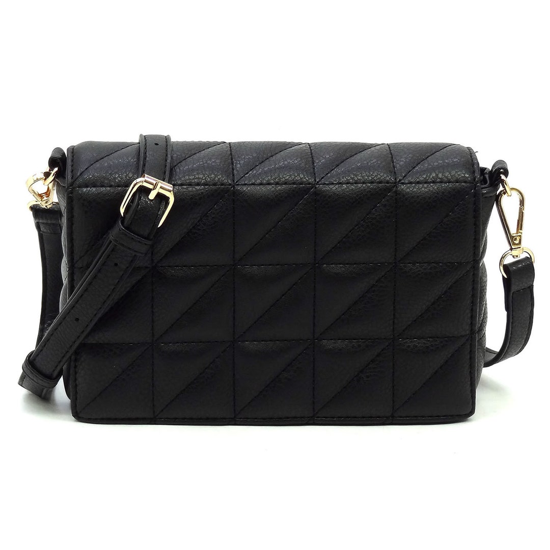 Quilted Flapover Crossbody Bag With Adjustable Shoulder Strap