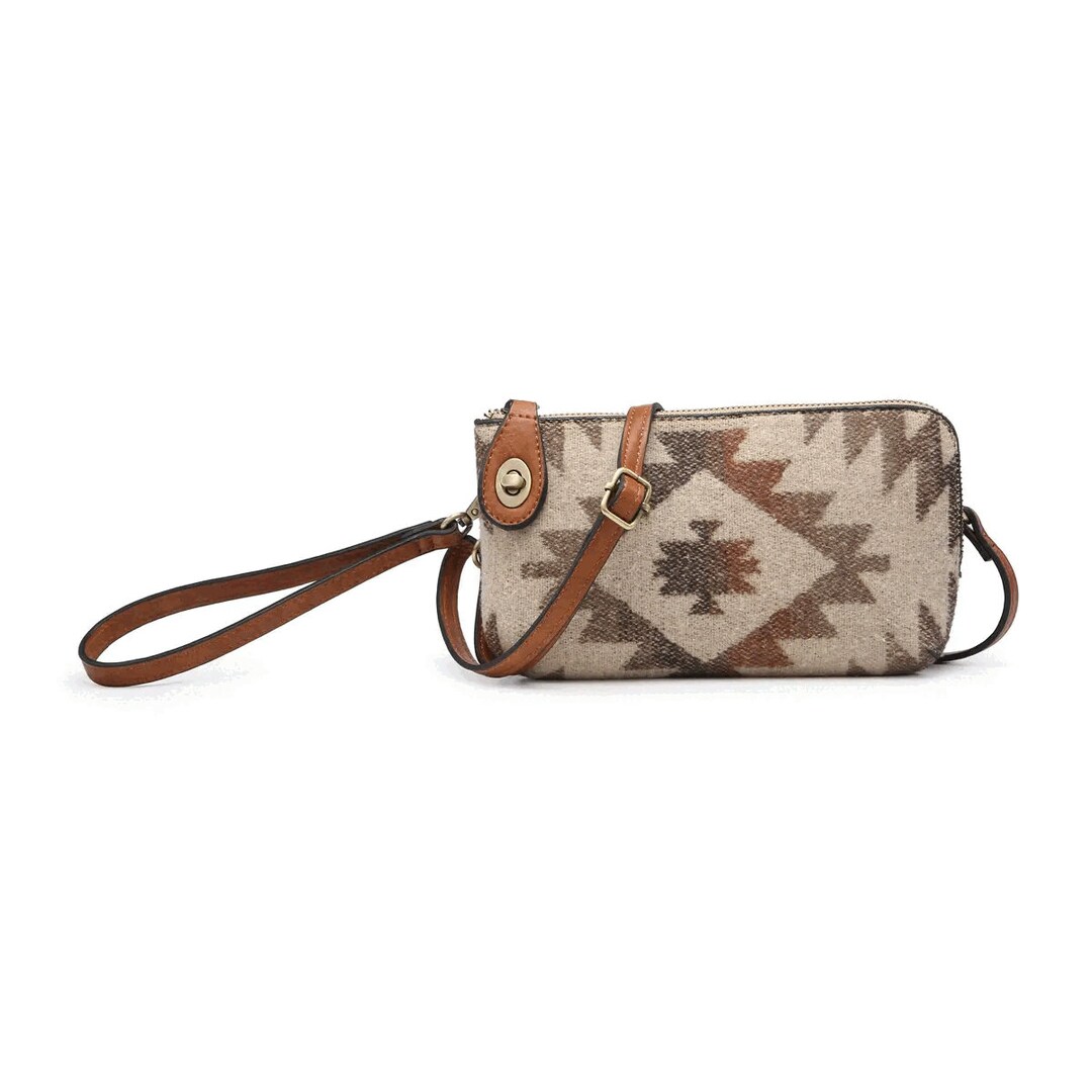 Black, White & Brown Aztec Wristlet main image 1