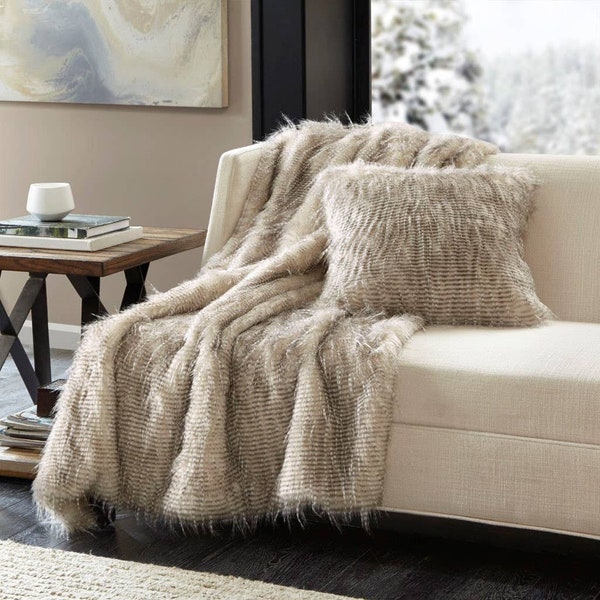 Natural Living Room Throw Blanket-Natural Fur Soft Warm Throw-Home Accents