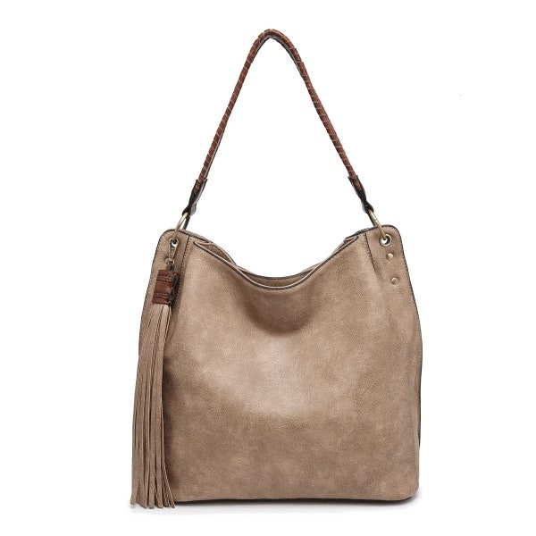 Hobo-handtas met kwastje en verstelbare schouderband-Crossbody-Purse Satchel-3 compartimenten