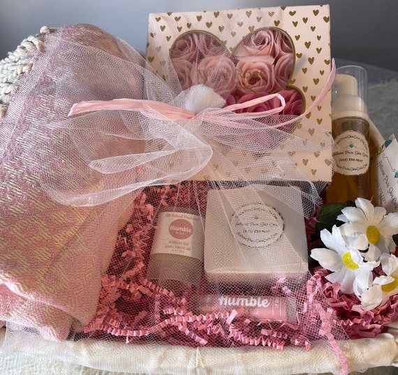 Exotic Rose Spa Gift Basket - 13 Piece Self Care Set