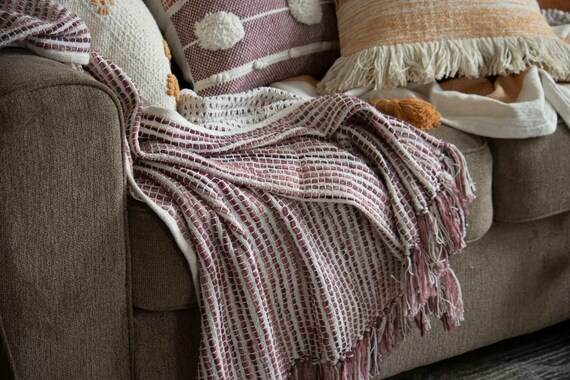 Hand Woven Boho Throw Mauve Living Room Throw Couch or Etsy Ireland
