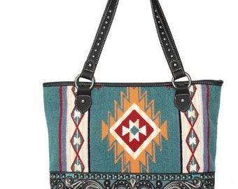 Southwest Aztec Tapestry Concealed Carry Tote Handbag-Tapestry Design Shoulder Bag Satchel Bag Purse-Luxury Women's Western Accessories