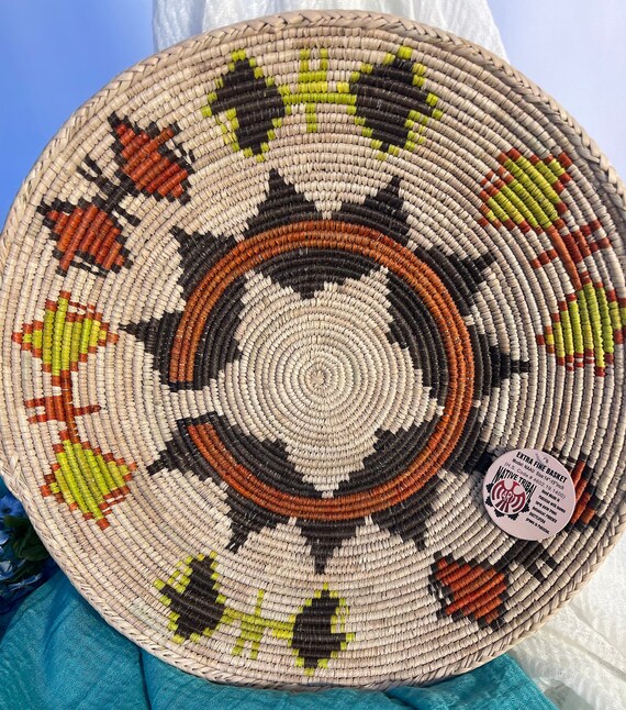 Southwest Woven Baskets-Decorative Baskets-Colorful Woven Sante Fe Baskets-Native Tribal Colorful Woven Baskets-Aztec Home Decor-Premium