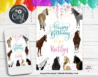 Carte D Anniversaire Cheval Etsy