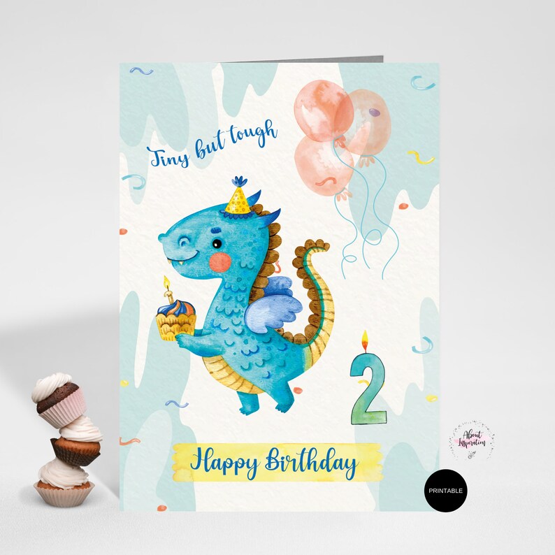 Printable 2nd Birthday Greeting Card Instant DOWNLOAD | Etsy