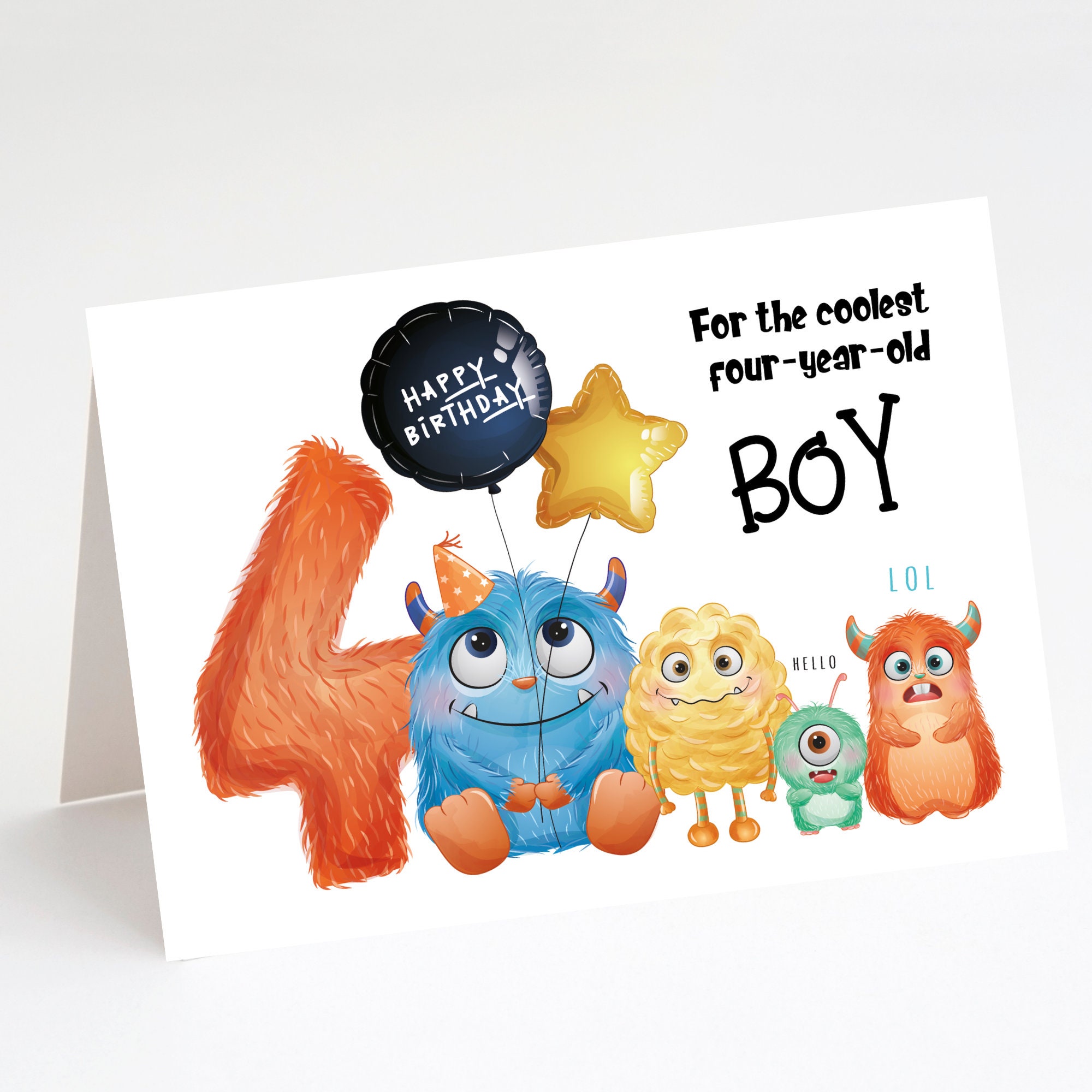 Printable Happy Birthday to the Coolest 4 Year Old BOY Card Etsy UK Printable Happy Birthday to the Coolest 4 Year Old BOY Card Etsy UK