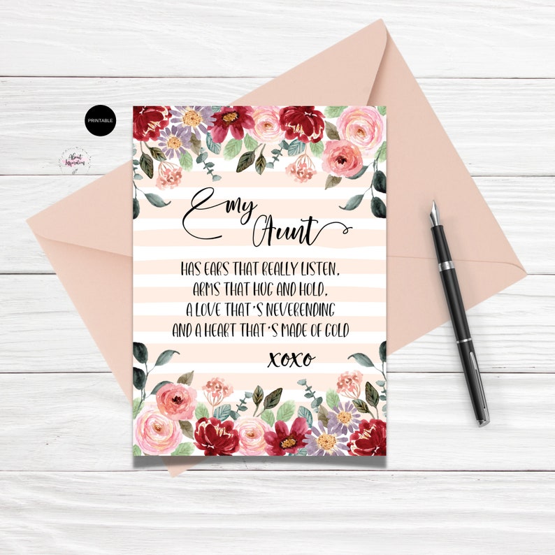 Printable Aunt Greeting Card Birthday Card for Aunt Auntie - Etsy