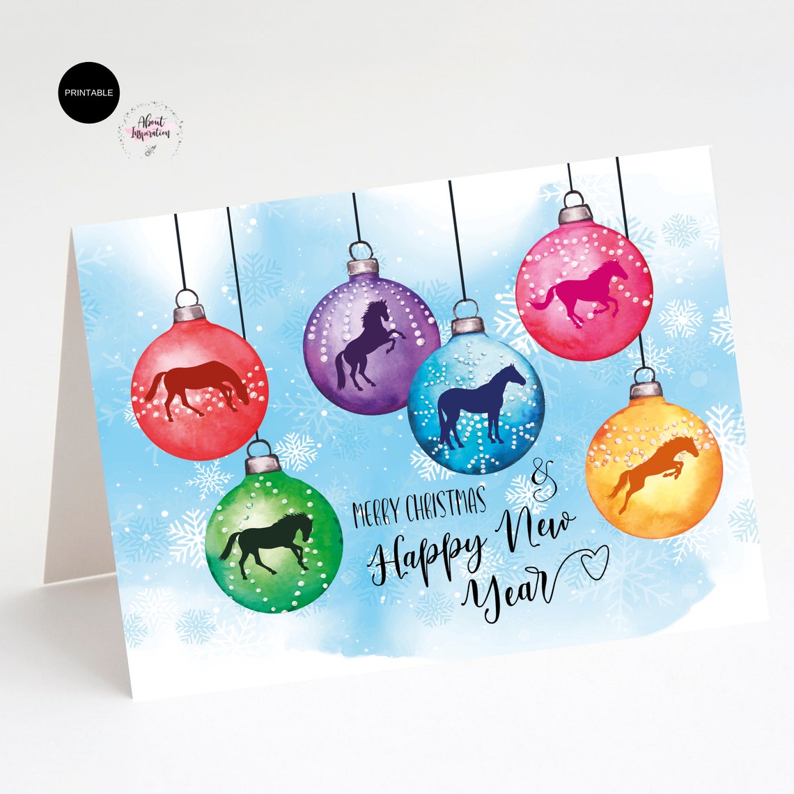 Printable Horse Christmas Card Merry Christmas Card and Etsy
