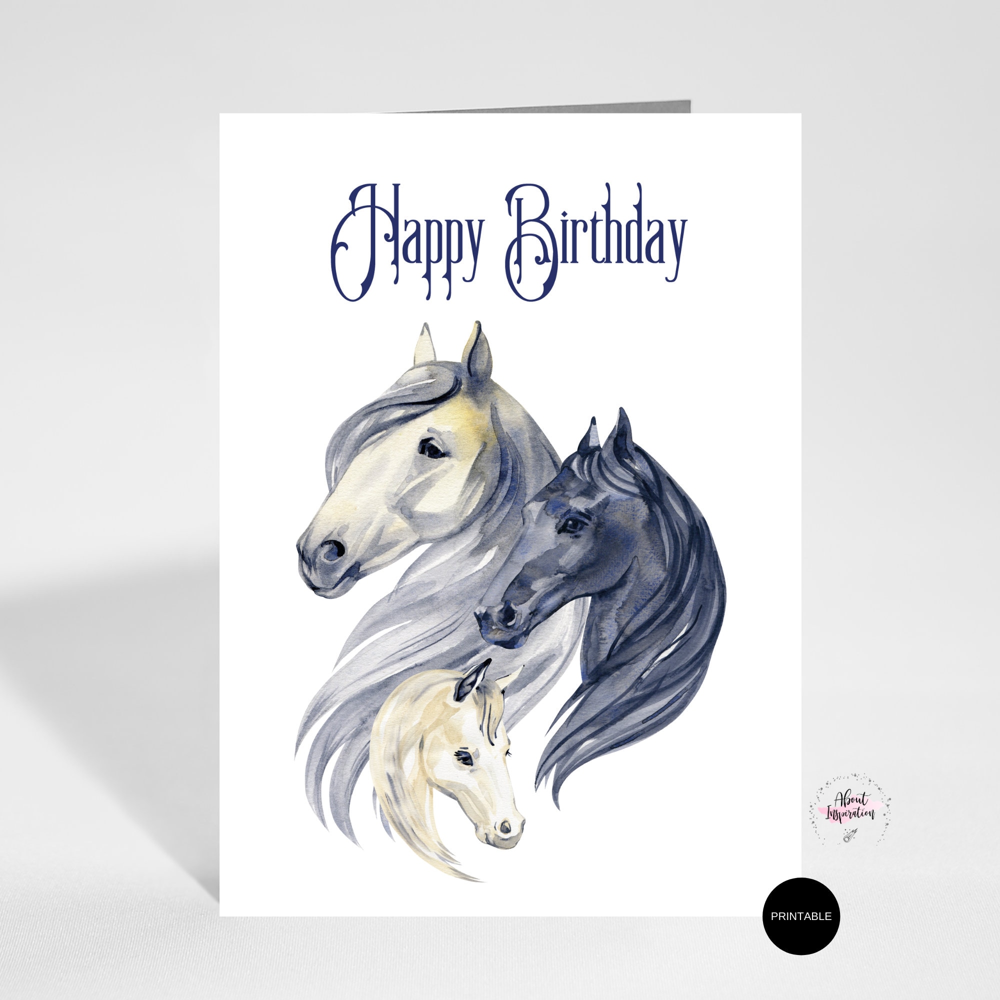 Printable Happy Birthday Horses Card Instant Download - Etsy