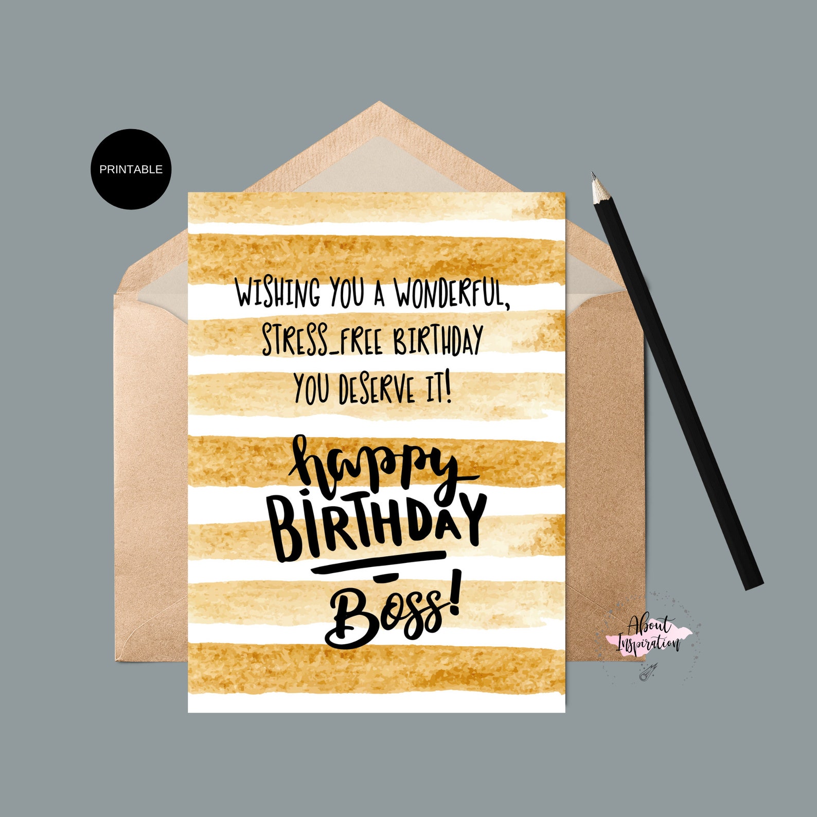 Printable Happy Birthday Boss Card Greeting Card Instant - Etsy