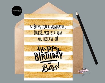 Happy Birthday Boss Card Printable Printable Happy Birthday Boss Card Greeting Card Instant | Etsy Österreich