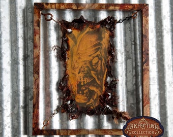 Cryptkeeper - Tales From The Crypt  - Framed INKfection Tattoo Art - Horror / Oddities Decor - Haunted House / Halloween Prop