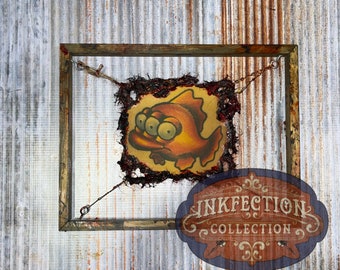 Blinky The Three Eyed Fish / Simpsons - Framed INKfection Tattoo Art -  Horror / Oddities Decor -  Halloween / Haunted House Prop