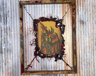 Burning Church  - Framed INKfection Tattoo Art - Horror / Oddities Decor - Haunted House / Halloween Prop