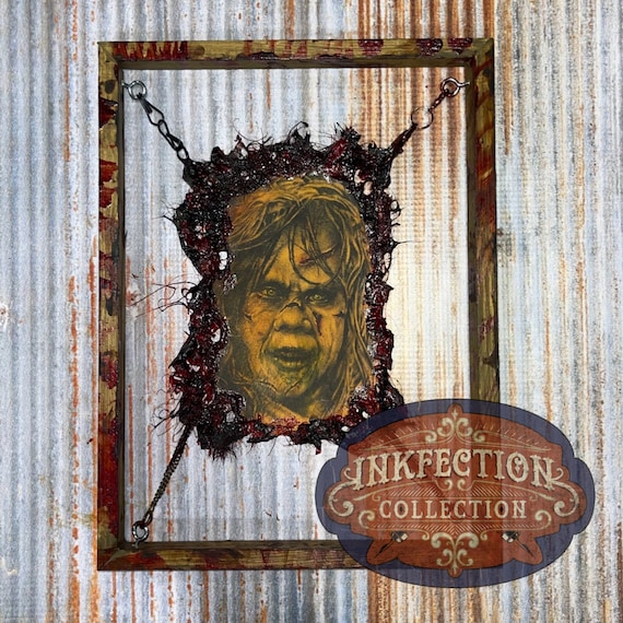 Regan from the Exorcist - Framed INKfection Tattoo Art - Horror / Oddities Decor - Haunted House / Halloween Prop