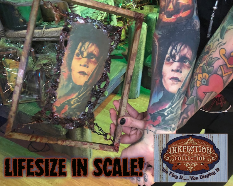 Regan from the Exorcist - Framed INKfection Tattoo Art - Horror / Oddities Decor - Haunted House / Halloween Prop image 2