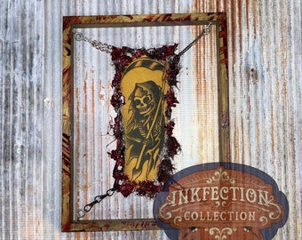 Grim Reaper - Death - Framed INKfection Tattoo Art - Horror / Oddities Decor - Halloween / Haunted House Prop