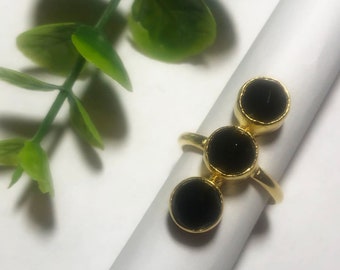 Black Onyx Triple Ring