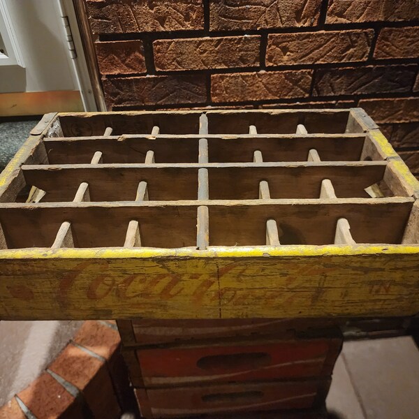 Wooden Yellow Coke Crate (rare) 24 count bottles