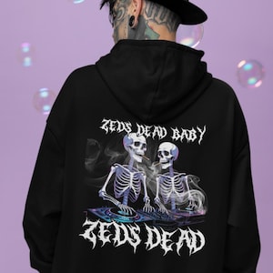 Sweat à capuche Zeds Dead Skeleton Rave | Produits dérivés EDM, sweat-shirt unisexe confortable, style alternatif, tenues gothiques pour festival, mode trippy dubstep wook image 1