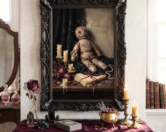 Feminine Rage Hexerei Kunstdruck: Dunkles weibliches Voodoo Poster, okkulte Wanddeko, Geschenk für Erwachsene