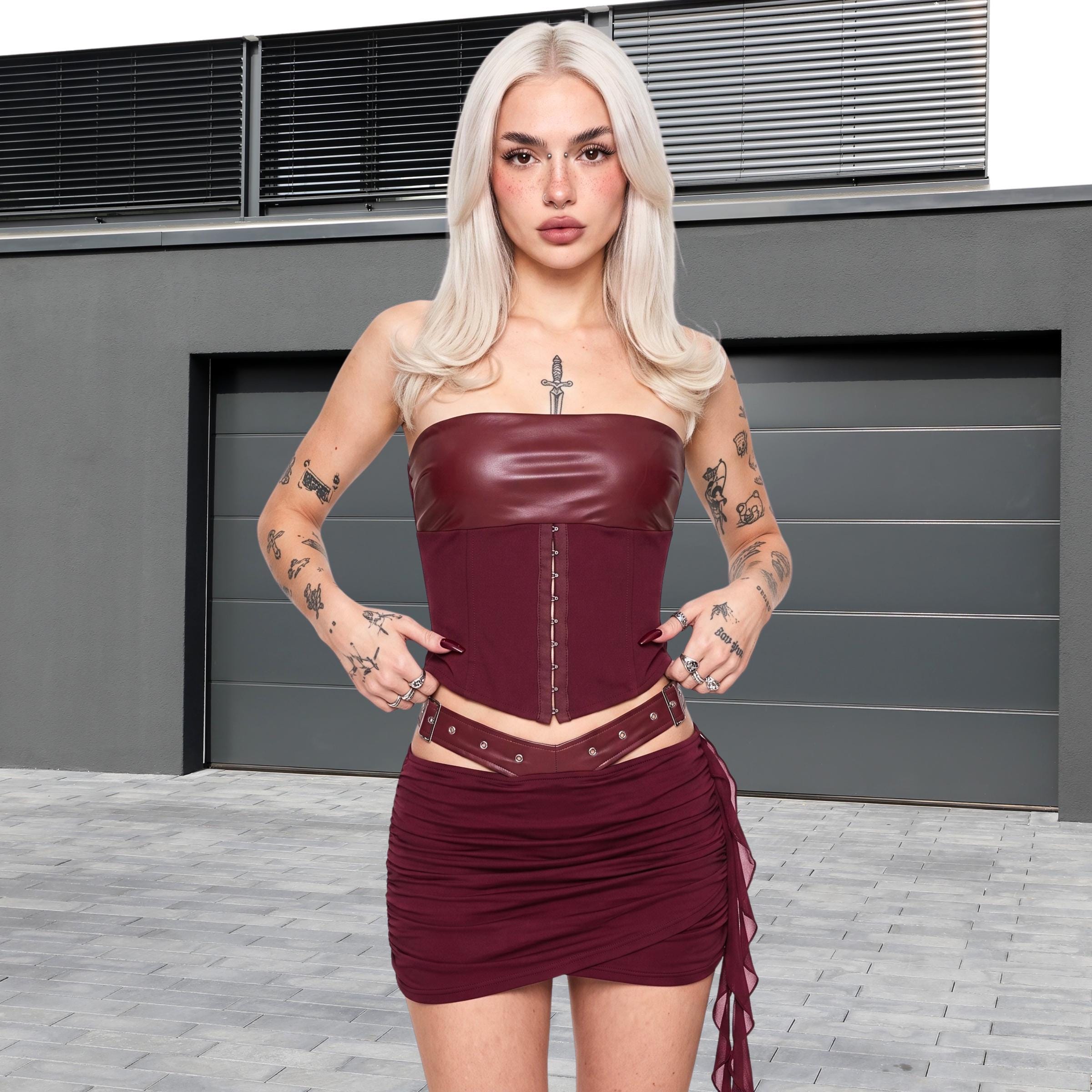 red leather biker dress Club Season 24SPRNG