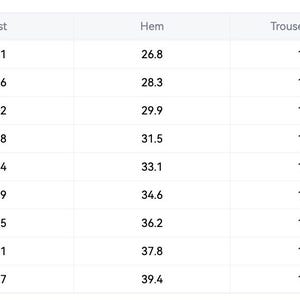 Pu&ograve; includere: Un grafico bianco con testo nero che descrive le misure dei vestiti. Il grafico include taglie dalla S alla 6XL, con le corrispondenti taglie USA, misure di busto, orlo, lunghezza dei pantaloni, girovita e fianchi in cm.