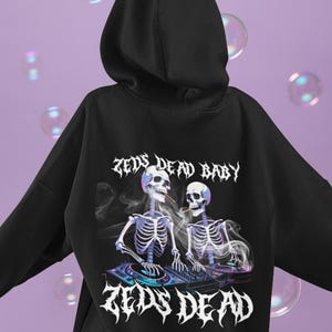 Sweat à capuche Zeds Dead Skeleton Rave | Produits dérivés EDM, sweat-shirt unisexe confortable, style alternatif, tenues gothiques pour festival, mode trippy dubstep wook image 3