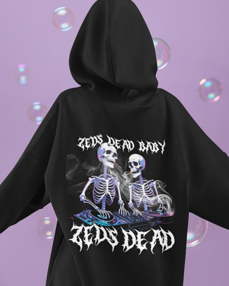 Sweat à capuche Zeds Dead Skeleton Rave | Produits dérivés EDM, sweat-shirt unisexe confortable, style alternatif, tenues gothiques pour festival, mode trippy dubstep wook image 3