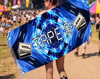 Tape B inspiriertes Rave Pashmina: Trippy Dubstep Festival Schal, Wook Ravewear Accessoire, Psychedelic EDM Merch, Basshead Geschenk