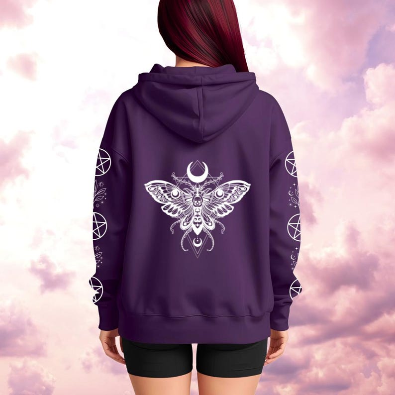Sweat-shirt Pagan Witchy Moth : sweat à capuche capricieux occulte douillet, citation drôle de brûlure sur le terrain, pull féminin sombre mystique, style alternatif image 9