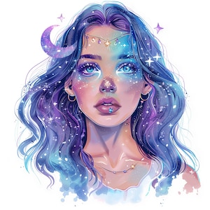 Aquarius Astrology 5 PNG, Zodiac Digital Design, Gift, Decor, Wall Art, Sublimation, Horoscope Art, High Resolution Instant Download