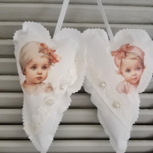 Deko Herzen Stoffherzen *Baby Girls *  Shabby Landhaus Handarbeit