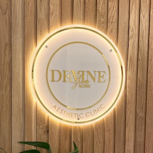 Custom Acrylic Business Logo Sign with Neon Lighting, Beauty Salon Sign, 3D Business Sign, Backlit Acrylic Sign, Wall Hanging Office Decor