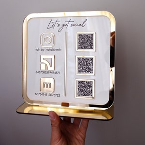 QR Code Social Media Sign, Scan to Pay Sign Business Acrylic, Custom Acrylic Sign, Wifi Password Sign, Lets Get Social Sign, 3D Acrylic Sign
