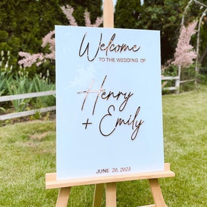 Acrylic Wedding Sign, Rose Gold Wedding Decor, Personalized Welcome Signage, Garden Engagement Decor, Wedding Shower Sign Minimalist