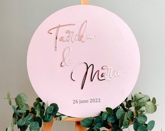 Acrylic Sign for Wedding, Engagement Welcome Sign, Blush Guest Book Alternative, Couple Names Sign, Romantic Pink Wedding