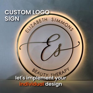 Custom Logo Sign, Salon Wall Decor, Backlit Logo Signage, Led Business Sign, Acrylic Personalized Logo, Round Logo Sign, Beauty Salon Sign